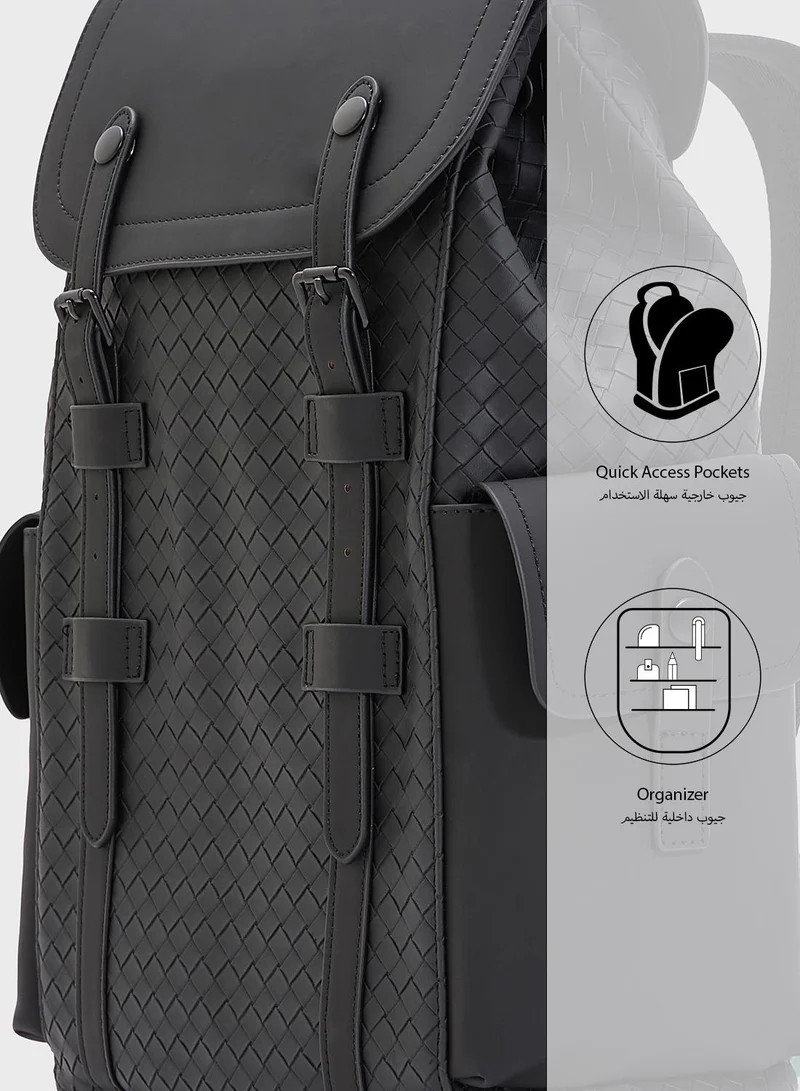 Robert Wood Premium Faux Leather Textured Backpack