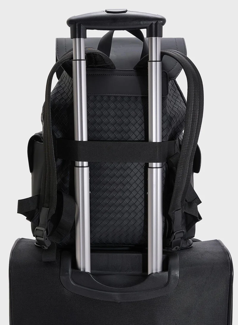 Robert Wood Premium Faux Leather Textured Backpack