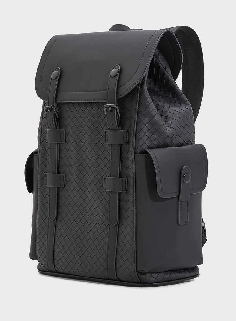 Robert Wood Premium Faux Leather Textured Backpack