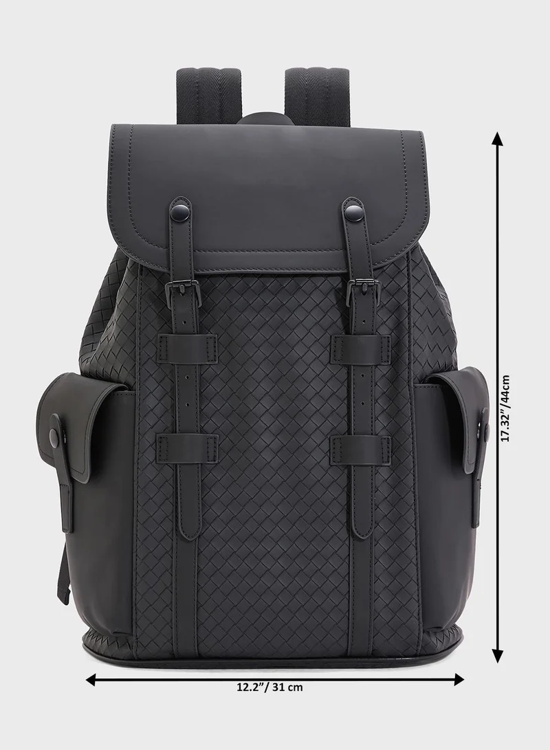 Robert Wood Premium Faux Leather Textured Backpack
