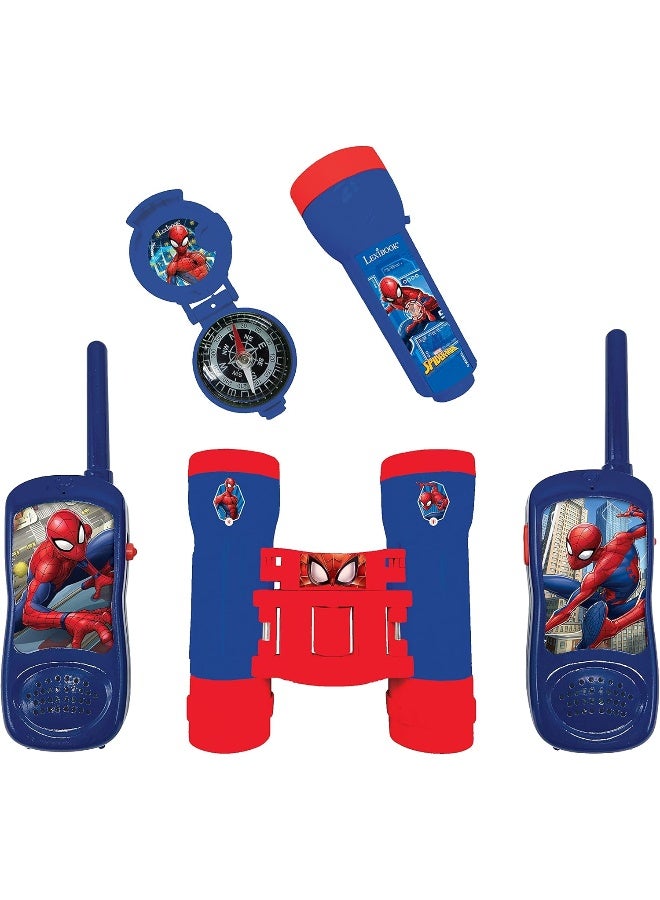 Lexibook Spider-Man Adventurer Set RPTW12SP for Kids with Walkie Talkies 120m Range, Binoculars, Compass and Torch Light, Outdoor Exploration Toy Set for Boys and Girls, Blue/Red Marvel Spider-Man Adventure Kit for Camping, Travel and Play - Image 1