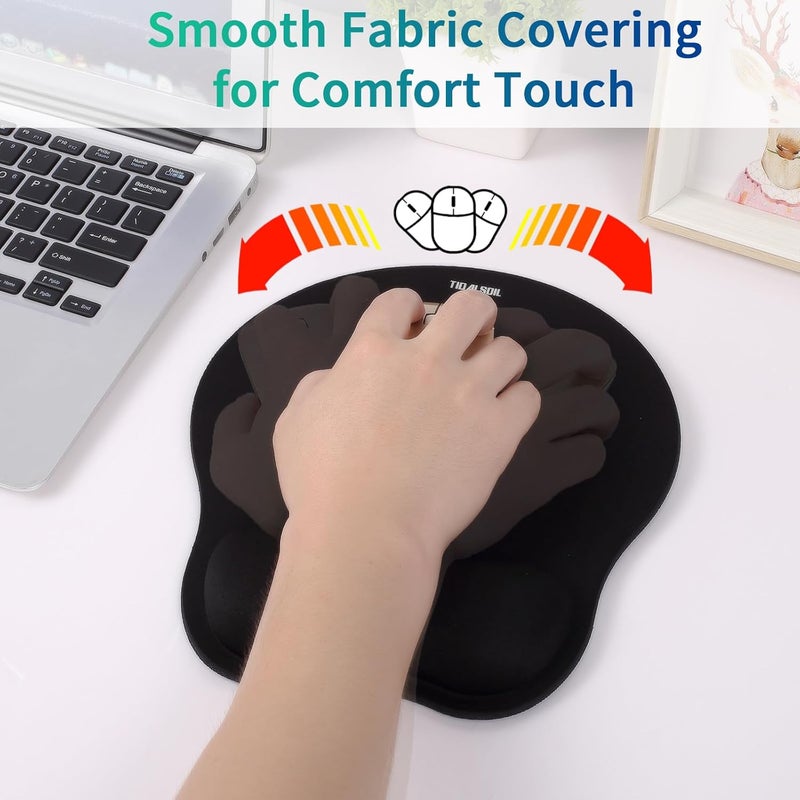 TIDALSOIL Mouse Pad with Wrist Support, Ergonomic Mouse Mat with Non-Slip PU Base, Pain Relief Memory Foam Mousepad for Office & Home, Black - Image 4