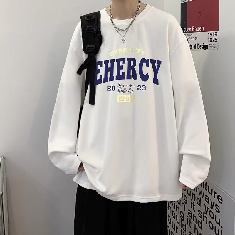 2023 Vintage Long Sleeve Mens T-Shirt Brown  - Image 4
