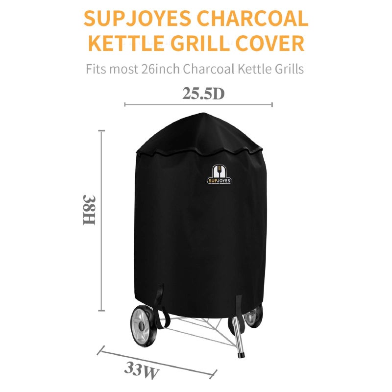 SUPJOYES Grill Cover for Weber Charcoal Kettle, 26 Inch BBQ Grill Covers, Heavy Duty Waterproof Barbecue Accessories - Image 2