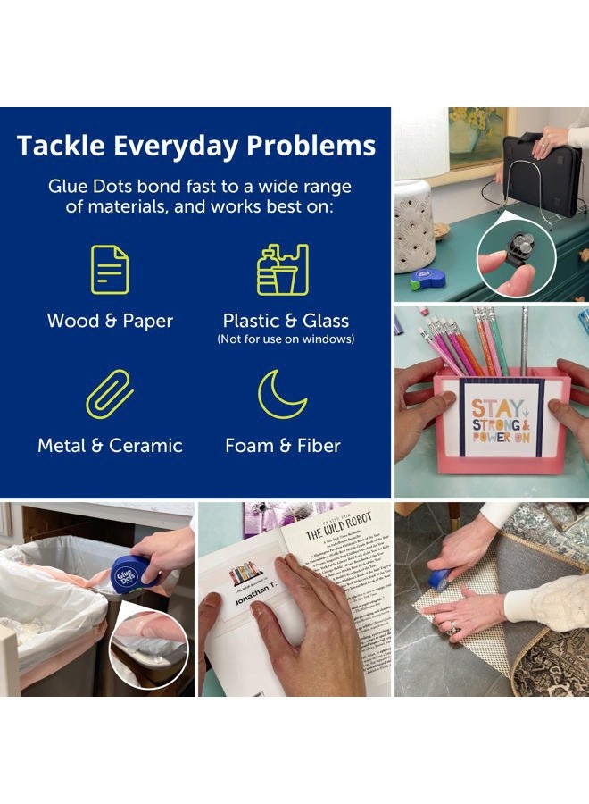 Glue Dots , Roll for everyday uses, ½”, .5 Inch, 300 Dots, Movable, Repositionable, Multi-Functional, Label Containers, Glue Stick and Tape Alternative, Clear - Image 2