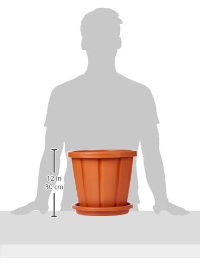 Cosmoplast طقم 2 من أصيص الزهور مع صينية من خشب الأرز 12  - Image 4