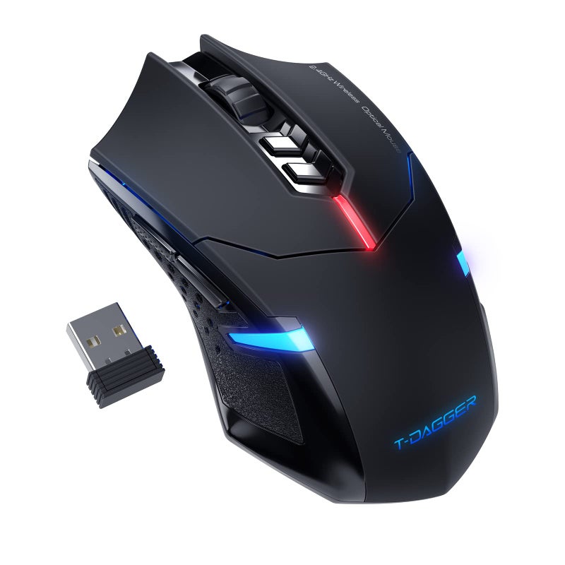 T-DAGGER TDAGGER Wireless Gaming Mouse USB Cordless PC Accessories Computer Mice with LED Backlit Ergonomic Gamer Laptop Mouse with 7 Silent Buttons 5 Adjustable DPI Plug Play for PC - Image 2