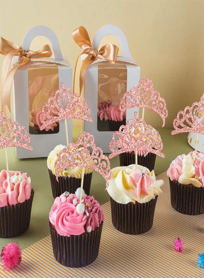 Ephlyn 30Pcs Crown Cupcake Toppers Glitter Magic Academy Witch Theme Cupcake Picks for Magic Witch Theme Baby Shower Birthday Party Cake Decorations SuppliesRose Gold - Image 5