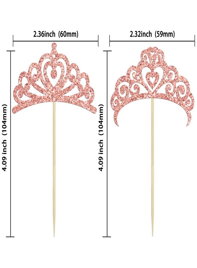 Ephlyn 30Pcs Crown Cupcake Toppers Glitter Magic Academy Witch Theme Cupcake Picks for Magic Witch Theme Baby Shower Birthday Party Cake Decorations SuppliesRose Gold - Image 2