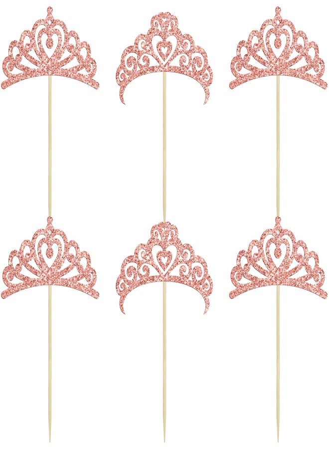 Ephlyn 30Pcs Crown Cupcake Toppers Glitter Magic Academy Witch Theme Cupcake Picks for Magic Witch Theme Baby Shower Birthday Party Cake Decorations SuppliesRose Gold - Image 3