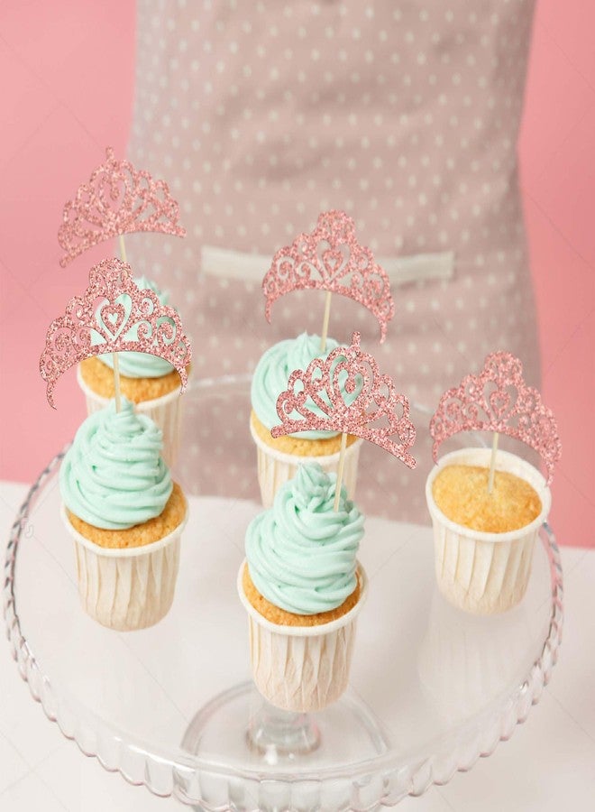 Ephlyn 30Pcs Crown Cupcake Toppers Glitter Magic Academy Witch Theme Cupcake Picks for Magic Witch Theme Baby Shower Birthday Party Cake Decorations SuppliesRose Gold - Image 4