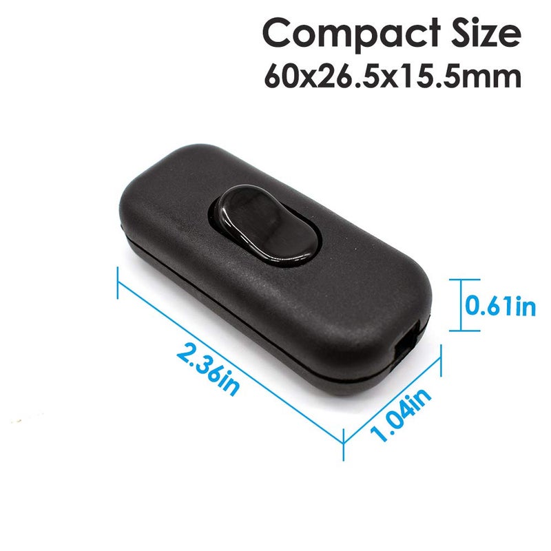 PLUSPOE Inline Cord Switch, PLUSPOE 2-Pack On-Off DPST Control Lamp Switch for Bedroom Table Lamp Desk LED Lights - Image 5