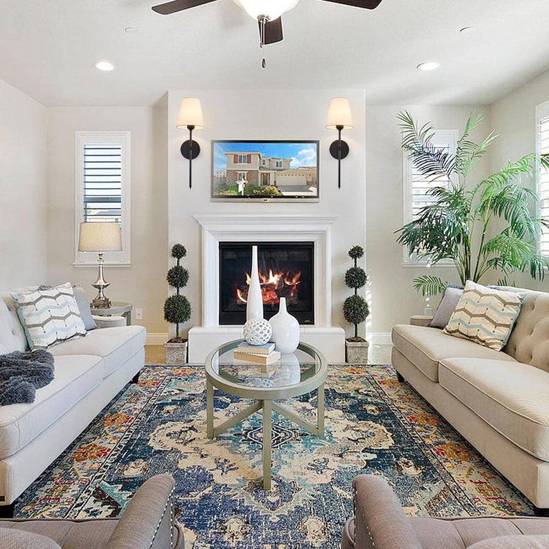 VRCT Wall Sconces Retro Industrial Wall Lamps Bathroom Vanity Sconces Wall Lighting with White Fabric Shade Suitable for Bedroom Living Room Corridor Kitchen Pack of 1 - Image 3