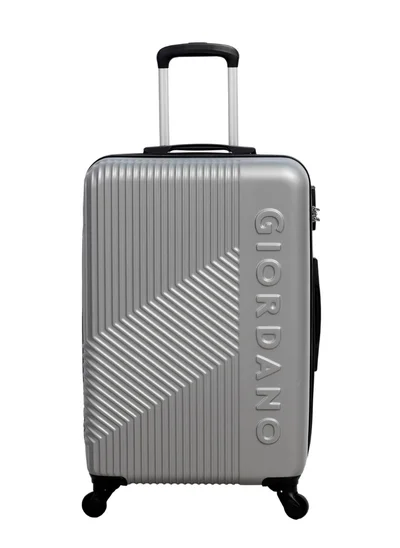 GIORDANO GIORDANO Logo Series Carry-On Small Cabin Suitcase Silver, ABS Hard Shell Lightweight Durable 4 Wheels Luggage Trolley Bag 20" With Secure 3 Digit Number Lock.