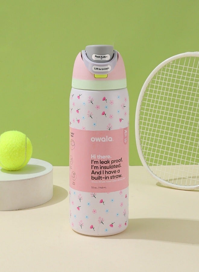 Owala Insulated Stainless Steel Water Bottle With Straw For Sports Travel And School BPA Free Sports Water Bottle(32OZ) 