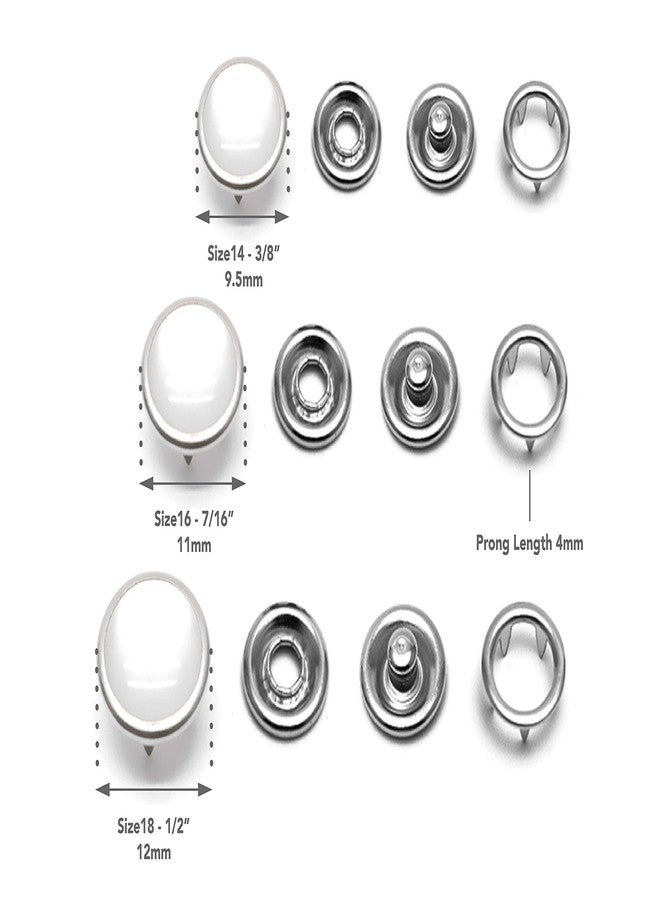 CRAFTMEMORE 20 Sets 12mm Pearl Snaps Fasteners Pearl-Like Prong Snap Button for Western Shirt Clothes Popper Studs - Antique Brass Rim Setting (12 mm, White-Brass Set) - Image 4