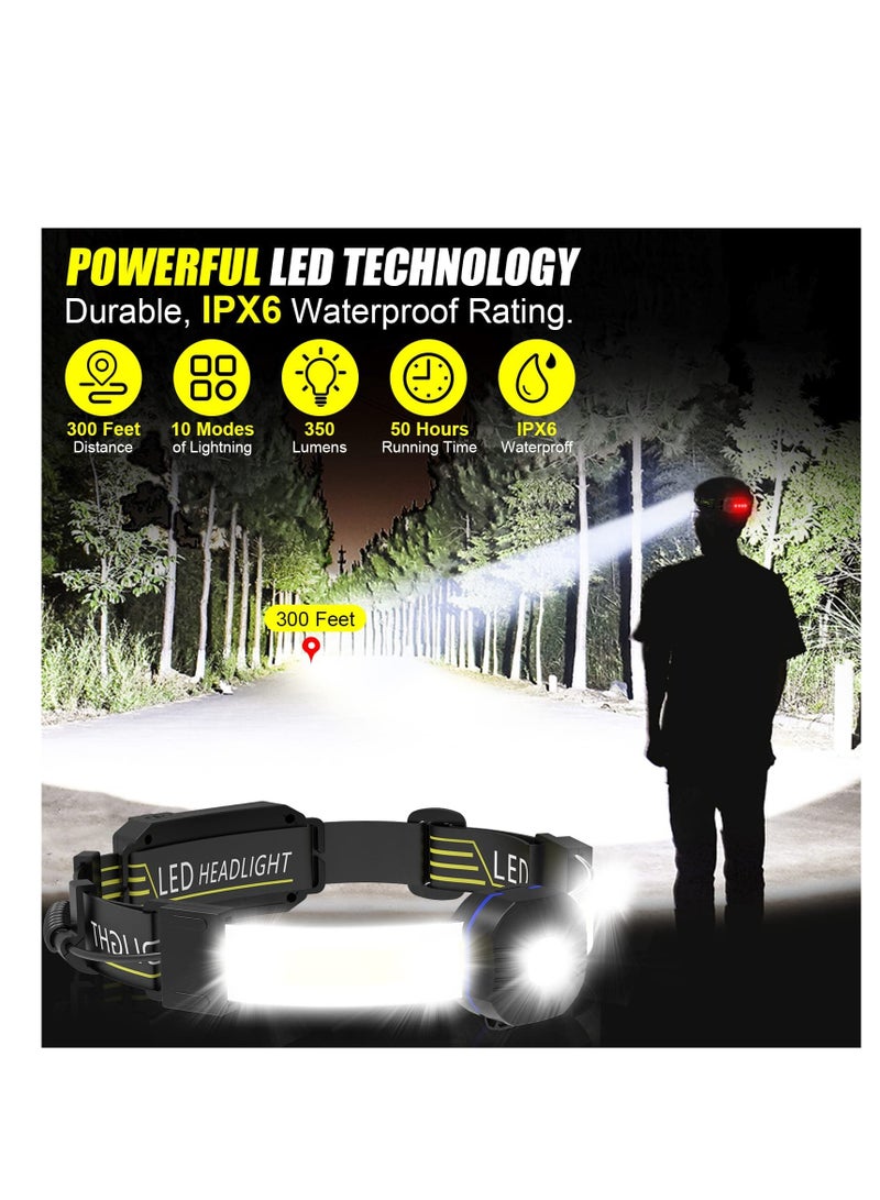 Rechargeable LED Headlamp with Red Taillight, 230° Wide Beam, IPX6 Waterproof, 10 Light Modes, Lightweight Design for Running, Camping, Hiking, Fishing, and Outdoor Activities. - Image 5