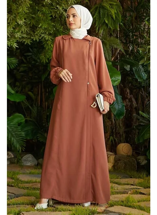 Neways 6541-KREP Side Zippered Abaya Brown