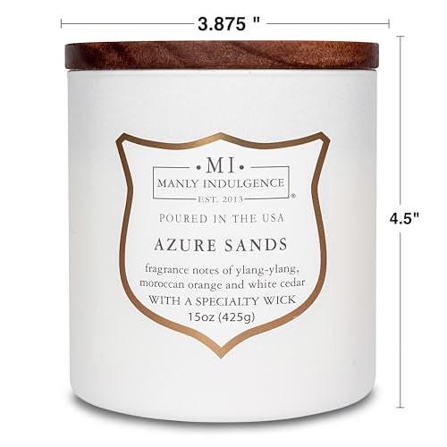 Manly Indulgence Azure Sands Scented Candles for Men, 15 oz Wooden Wick, Premium Soy Blend Wax, 60H Burn, Candles for Home Scented - Made in The USA - Image 5
