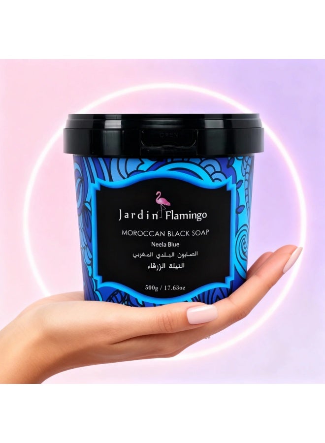 Jardin Flamingo Moroccan Black Soap Neela Blue 500g