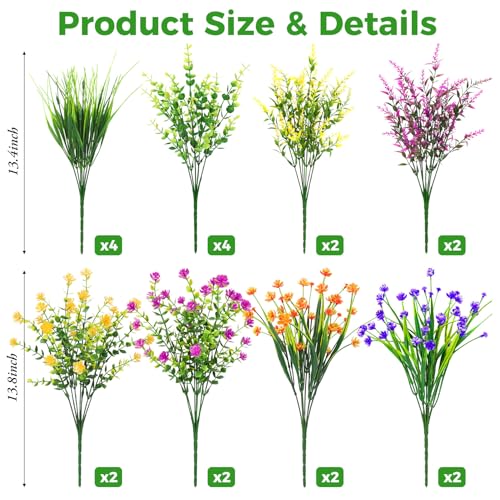Besteek 20 Bundles Artificial Flowers for Outdoors Fake Plastic Flowers UV Resistant Realistic Faux Plants Shrubs for Spring Summer Garden Porch Yard Patio Planter Window Box Home Decor Mixedcolor - Image 3