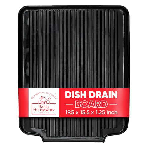 Better Houseware Drain Boards for Kitchen Counter 19.6 x 15.6 x 1.5 Black Dish Drainer Mat Shields Countertops from Water Damage - Image 1