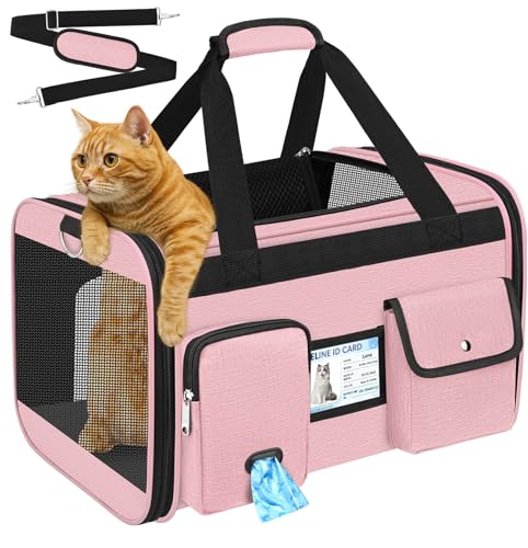 HUANLANG SoftSided Cat Carrier Airline ApprovedDog Carriers for Small Dogs Medium CatsPet Travel Carrier Up to 20 LbsCollapsible Cat Bag - Image 1
