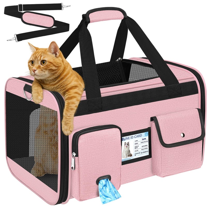 HUANLANG SoftSided Cat Carrier Airline ApprovedDog Carriers for Small Dogs Medium CatsPet Travel Carrier Up to 20 LbsCollapsible Cat Bag - Image 2