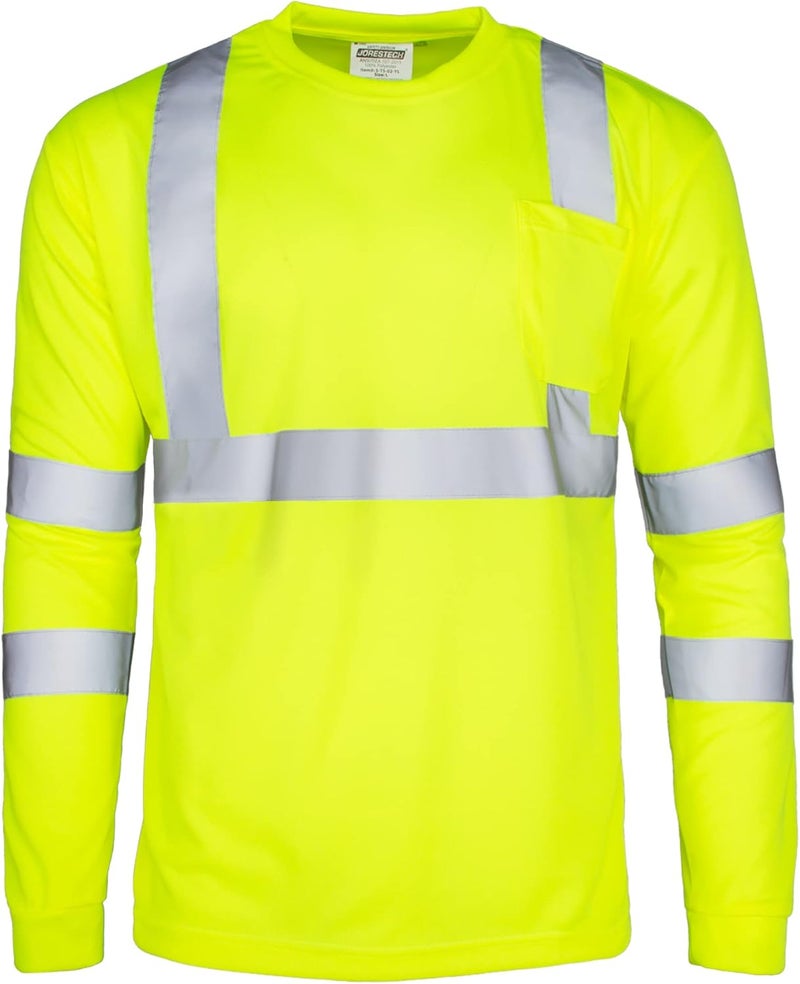 JORESTECH Safety Shirt High Visibility Reflective Yellow Long Sleeve with Front Pocket ANSI Class 3 Type R - Image 2