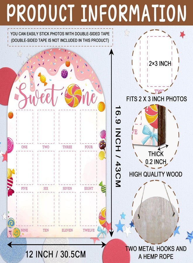 SIXEIGHT Sweet One My First Year Photo Board Frame, 12 Monthly Baby Milestone Wooden Sign, Gender Neutral Nursery Decor for Girl Boy, Baby Keepsake Gifts for Sweet One Birthday Party Decorations-A08 - Image 2