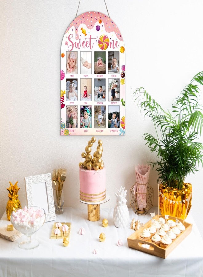 SIXEIGHT Sweet One My First Year Photo Board Frame, 12 Monthly Baby Milestone Wooden Sign, Gender Neutral Nursery Decor for Girl Boy, Baby Keepsake Gifts for Sweet One Birthday Party Decorations-A08 - Image 3