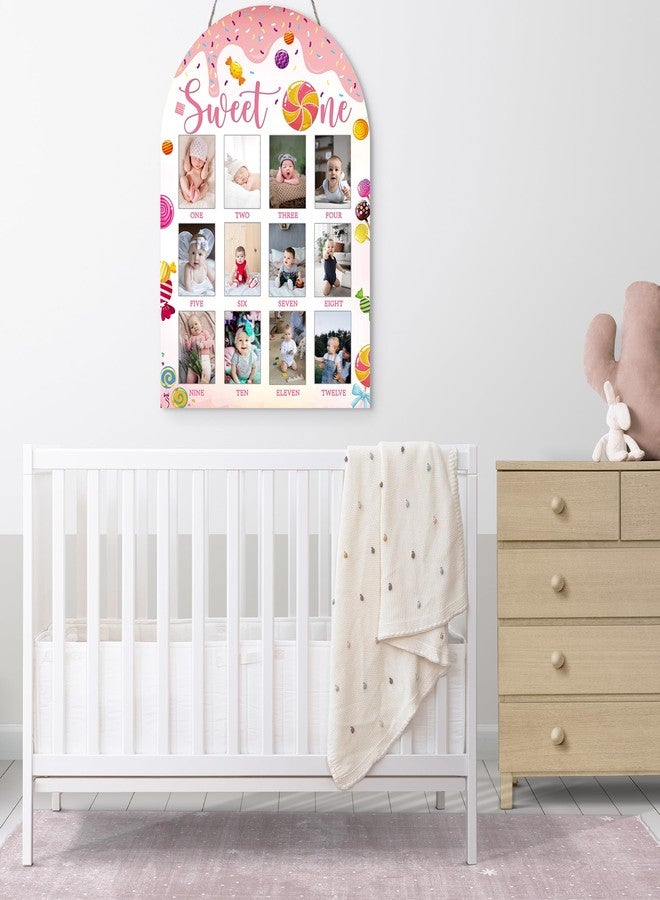 SIXEIGHT Sweet One My First Year Photo Board Frame, 12 Monthly Baby Milestone Wooden Sign, Gender Neutral Nursery Decor for Girl Boy, Baby Keepsake Gifts for Sweet One Birthday Party Decorations-A08 - Image 4