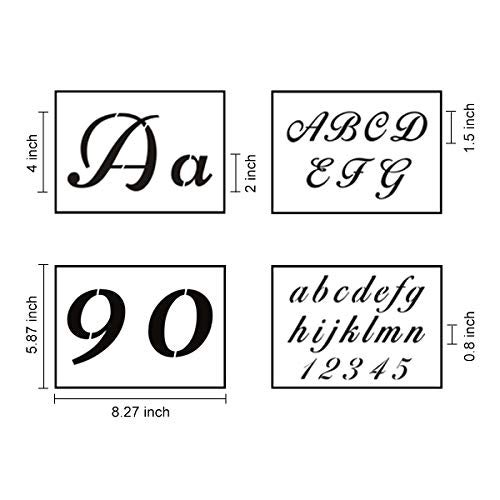 REOLAN Letter Stencils for Painting on Wood - 44 Pack Alphabet Stencil Templates with Numbers and Signs, Reusable Plastic Stencils in 2 Fonts and 142 Designs for Wood Burning & Wall Art - Image 2