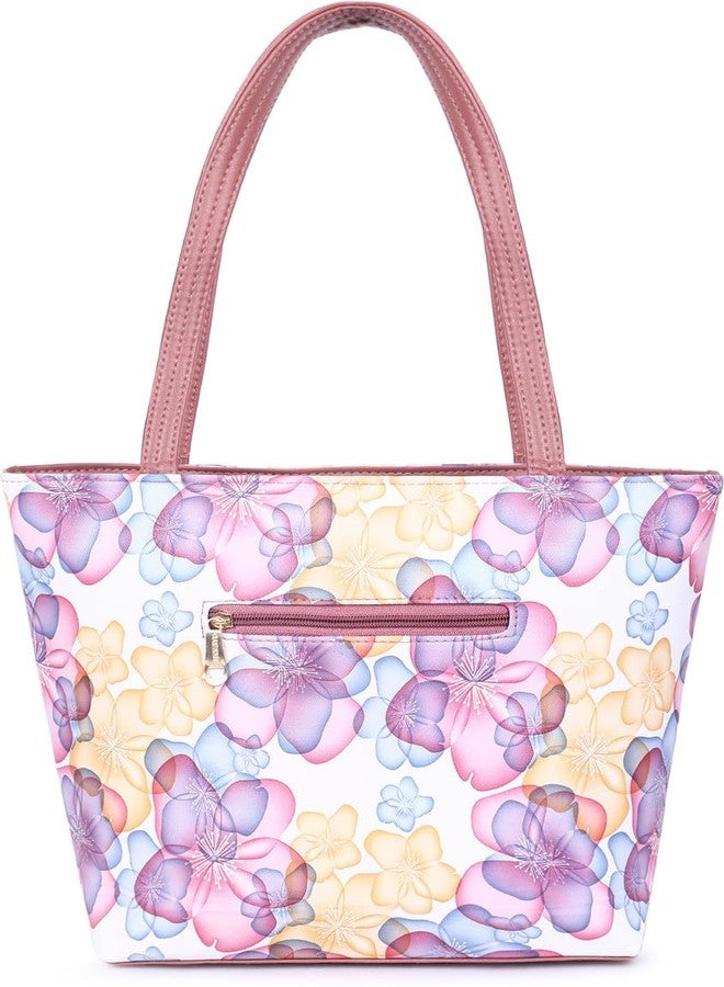 Nexeura Women's Floral Print Tote Handbag, PU Leather, Rectangle Shape, Water Resistant, 2 Pockets, Adjustable Shoulder Strap, 300g (MAROON) - Image 2