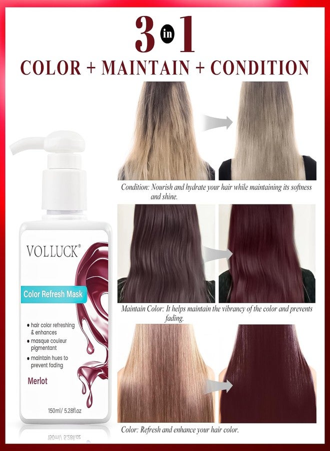 VOLLUCK Color Depositing Conditioner, 3-in-1 Cruelty-free Color Depositing Hair Mask for Enhances Shine & Softness, Non-foaming for All Hair Types (Merlot, 5.28 Fl oz) - Image 3