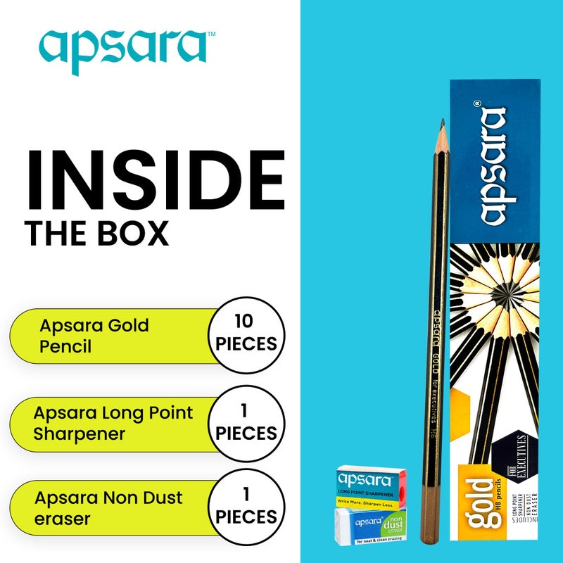 Apsara Gold Pencils - Pack of 10 - Image 3