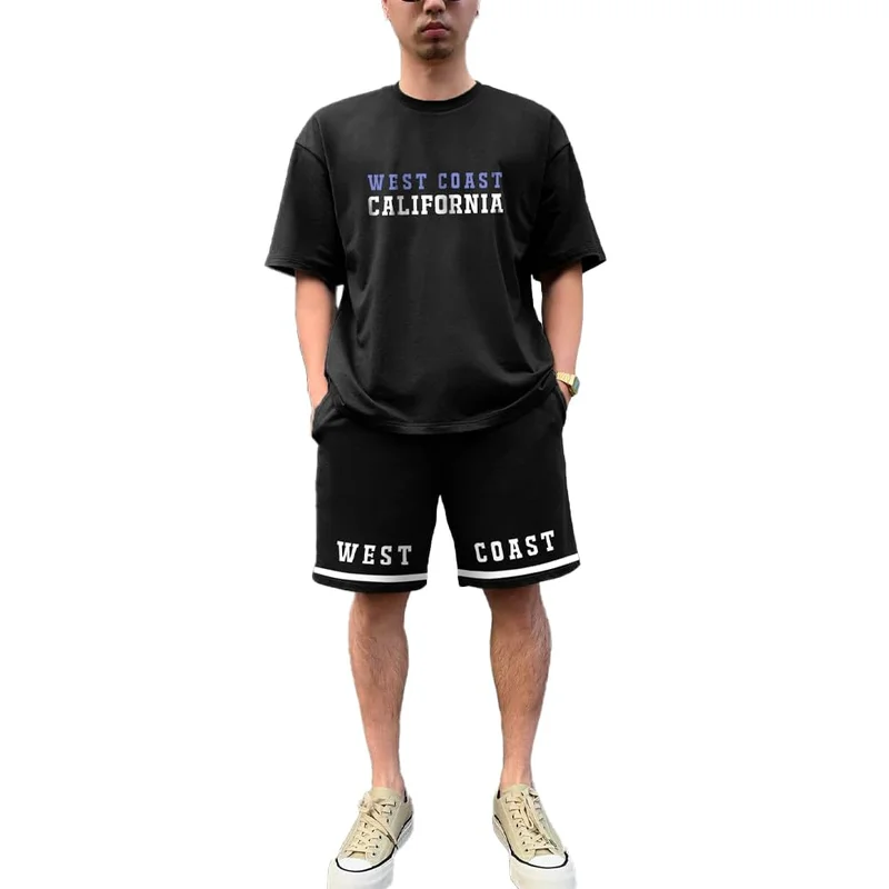 NOBERO Men's Black Cotton Blend Co-Ord Set