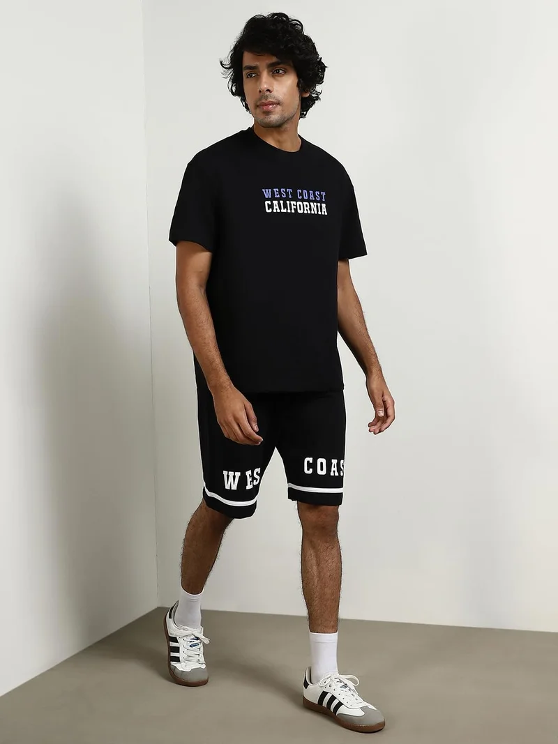 NOBERO  Men's Black Cotton Blend Co-Ord Set for Men | Best Price UAE