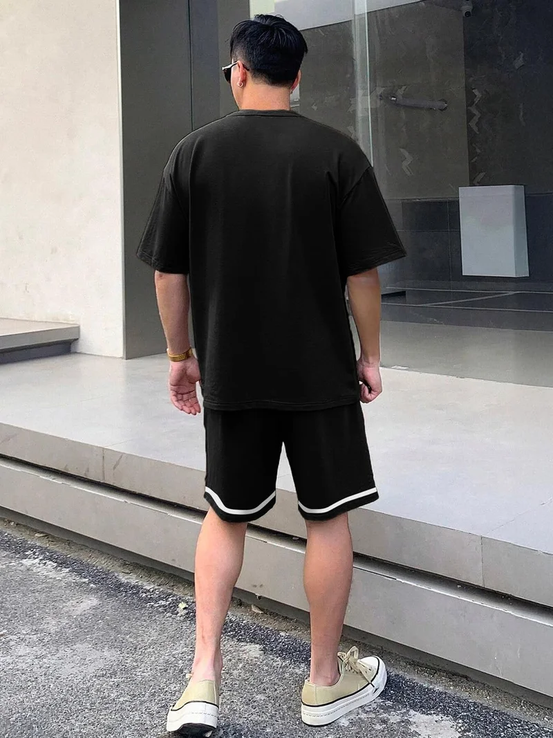 NOBERO  Men's Black Cotton Blend Co-Ord Set for Men | Best Price UAE