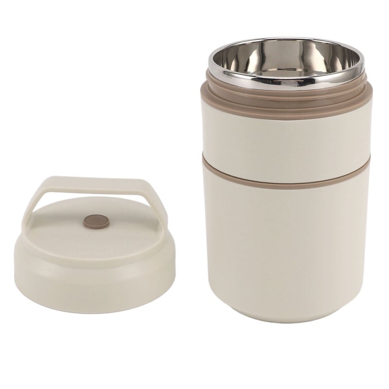 MTM Stainless Steel Insulated Food Jar Double Layer 620ml Capacity Leak Proof Lid Insulated Food Container Wide Mouth Beige - Image 4