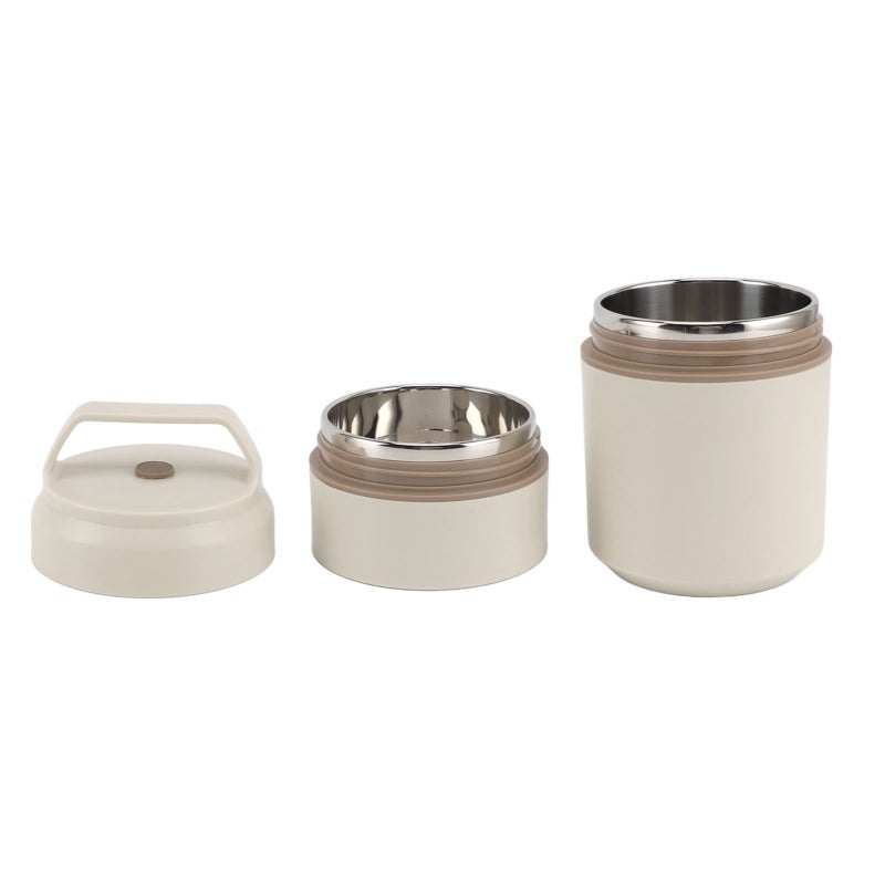 MTM Stainless Steel Insulated Food Jar Double Layer 620ml Capacity Leak Proof Lid Insulated Food Container Wide Mouth Beige - Image 3