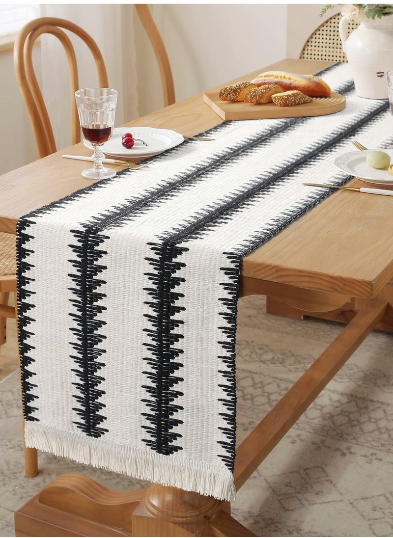 Modern Farmhouse Burlap Table Runner 30x180 CM Black and White Design for Stylish Home Decor - pzsku/Z81215A0C906756FD63CCZ/45/_/1723112352/2a421127-60b5-465c-b330-068acff79638