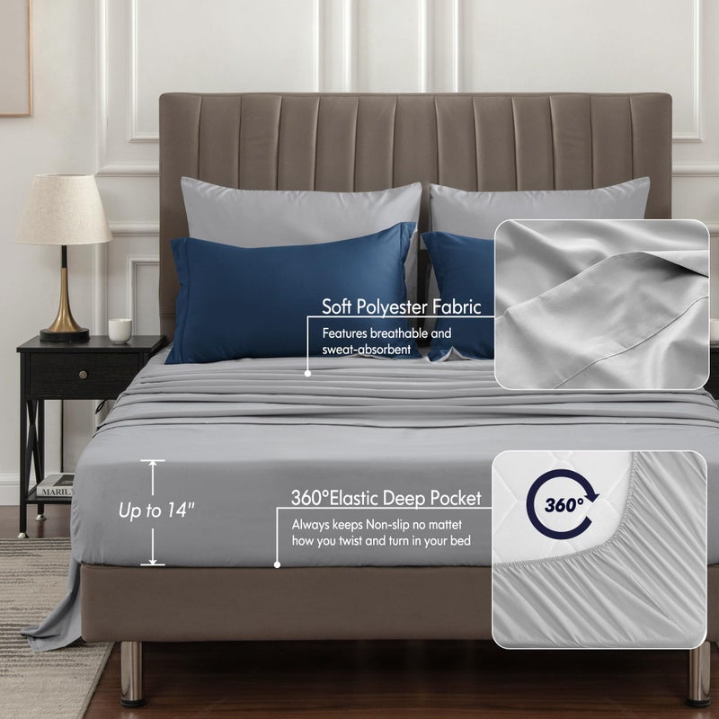 BEDELITE Queen Comforter Set 7 Pieces Bed in A Bag - Soft Microfiber Reversible Calm Blue Bed Set with Comforters, Sheets, Pillowcases & Shams, Cozy Luxury Bedding Sets for All Season - Image 4
