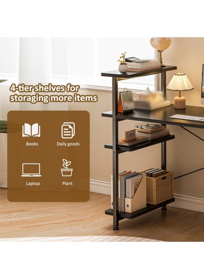 NEWLAN Minimalist Home Office Desk Gaming Desk with 4-Tier Side Shelves, Sturdy and Stable for Bedroom, Living Room & Office. 100*73*45cm - Image 5