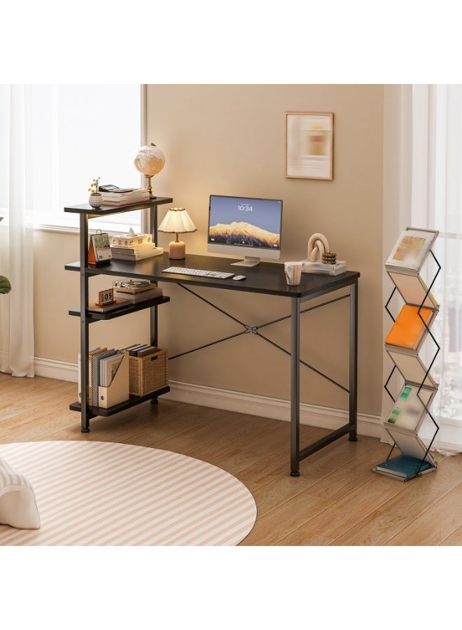NEWLAN Minimalist Home Office Desk Gaming Desk with 4-Tier Side Shelves, Sturdy and Stable for Bedroom, Living Room & Office. 100*73*45cm - Image 2