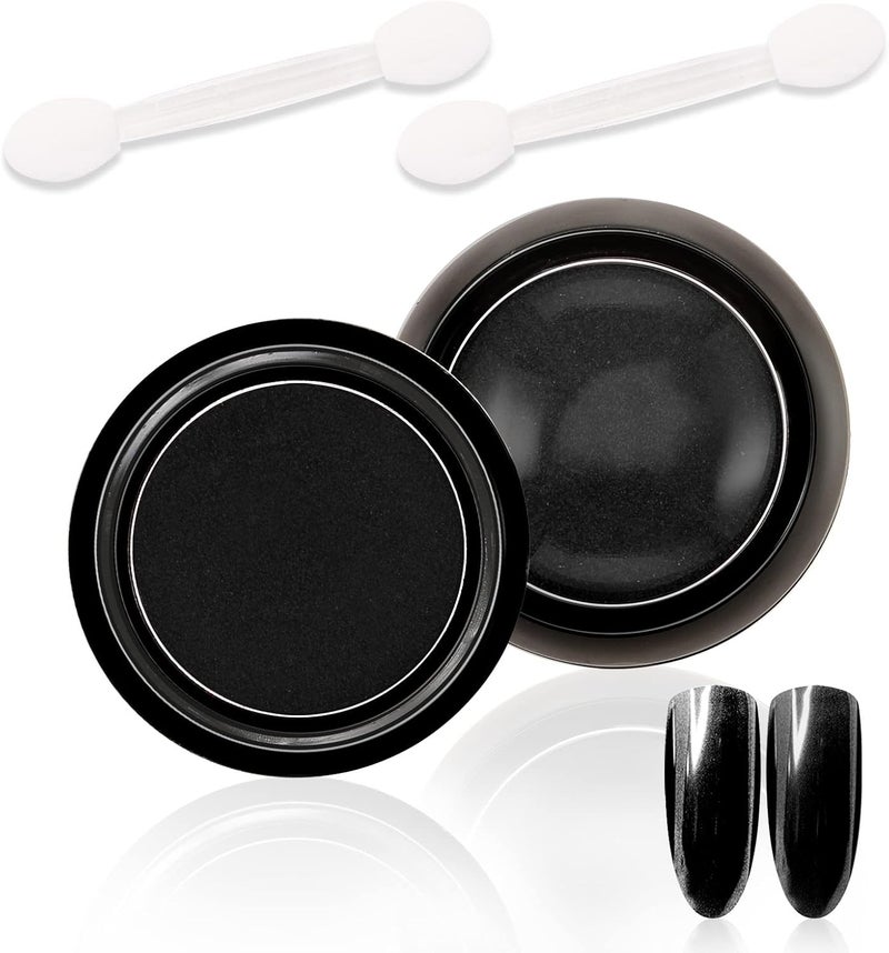 Boobeen Holographic Nail Powder, 2 Jars Nail Art Chrome Nail Powder Mirror Powder, Holo Powder for Metallic Nails Glitter Neon Pearl Pigment with Sponge Applicators