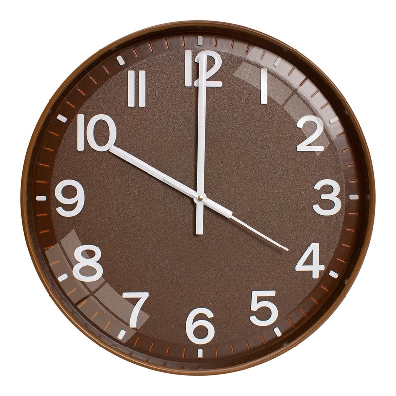 TEKCOOL ساعة حائط رقمية بلاستيكية 12" هادئة كوارتز زخرفية أحدث ساعة كلاسيكية تعمل بالبطارية دائرية سهلة القراءة للغرفة/المنزل/المطبخ/غرفة النوم/المكتب/المدرسة (بني). - Image 1