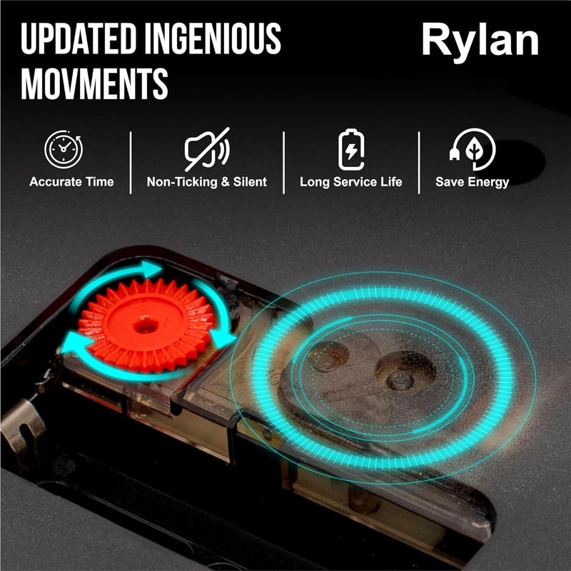 TEKCOOL ساعة حائط رقمية بلاستيكية 12" هادئة كوارتز زخرفية أحدث ساعة كلاسيكية تعمل بالبطارية دائرية سهلة القراءة للغرفة/المنزل/المطبخ/غرفة النوم/المكتب/المدرسة (بني). - Image 5