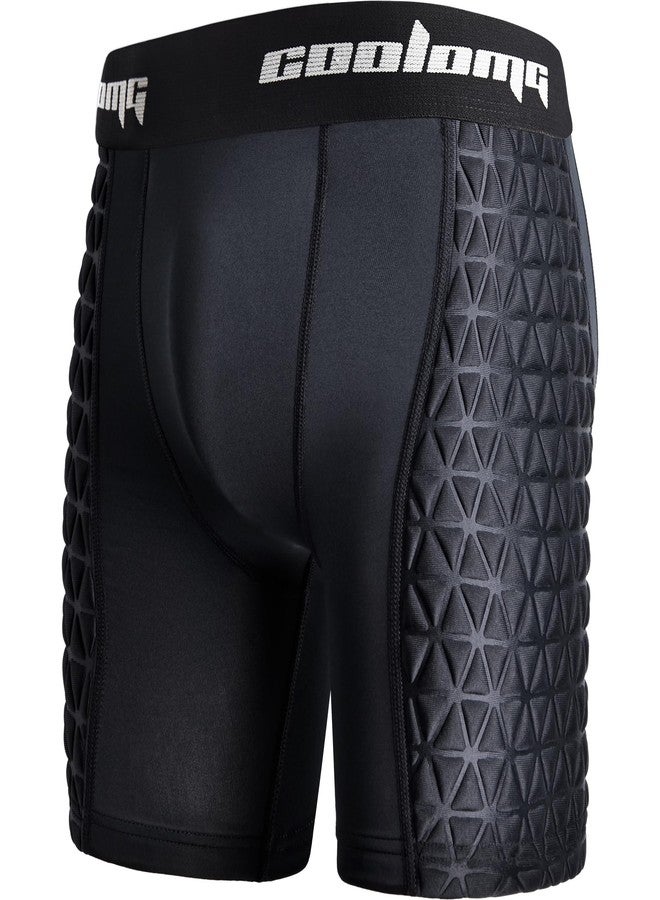 COOLOMG Boys Youth Padded Baseball Sliding Shorts w/Cup Pocket Slider Shorts for Softball Football, No Cup Black M - Image 1