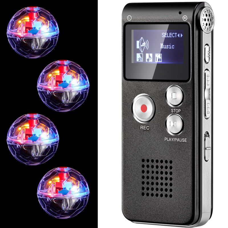 Dunzy 5 Pcs EVP Recorder Ghost Hunting Kit Paranormal Digital Voice Recorders with 4 LED Motion Activated Cat Balls Voice Activated Recorder with Playback for Home Outdoor Paranormal EquipmentBlack - Image 2